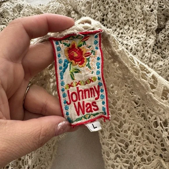 Johnny Was Lacy Crochet and Lace Open Kimono/Cardigan in Shell Large Boho - Picture 3 of 8